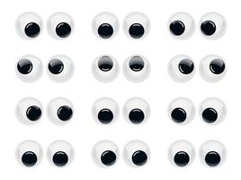 Plastic wobbly animated puppet toy eyes vector