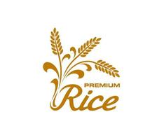 Rice icon, isolated vector badge with spikelets