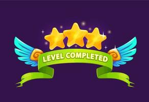 Game level complete badge or icon, vector ui asset