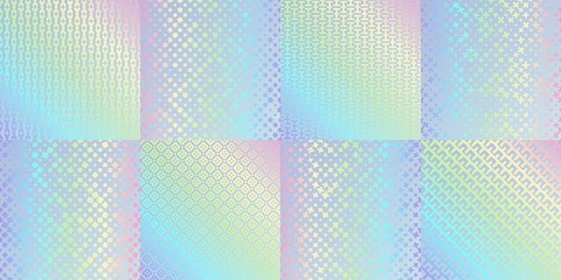 Hologram texture patterns, glitter foil gradient