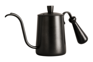 Black teapot isolated on a transparent background png