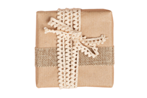 Beige gift box isolated on a transparent background png
