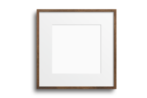 Brown square picture frame mockup isolated on a transparent background png