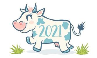 Vector cute cow like symbol 2021 year