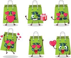 Recycle bag cartoon character with love cute emoticon vector