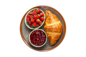 petit déjeuner croissant avec fruit isolé sur une transparent Contexte png