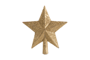 Golden christmas star decoration isolated on a transparent background png