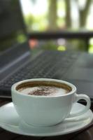 hot coffee and laptops photo