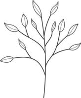 Hand drawn curly grass and flowers. illustrator vector