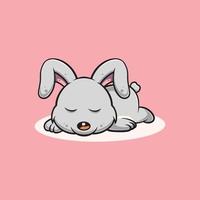 Cute rabbit sleeping cartoon illustration vector