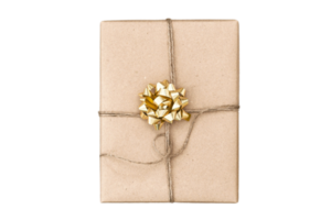 Beige christmas gift box isolated on a transparent background png