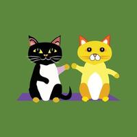 Two Cute And Beautiful Baby Cat Vector Art.