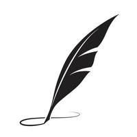 black feather pen on a white background. vector