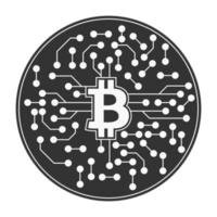 Bitcoin cryptocurrency with circuit breaker of blockchain technology. Digital money decentralization. Vector art illustration