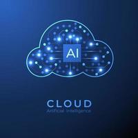 Circuit board with cloud computing system. Concept cloud management with artificial intelligence. technology background. vector