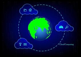 Cloud computing concept with globe connect online concept cloud computing technology vector illustration