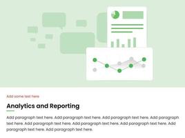 analytics, reporting template showing pie chart, bar graph vector