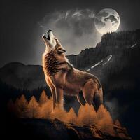 wolf illustration AI Generated photo