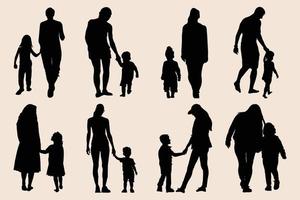 Mother and son silhouette vector