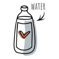 Doodle water bottle, water balance vector