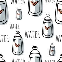 Seamless pattern Doodle water bottle, water balance vector