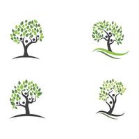 Logos of green Tree leaf ecology vector