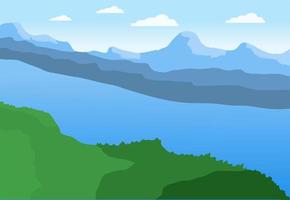 illustration of mountain scenery in the morning vector