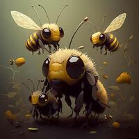 honey bee illustration AI Generated photo