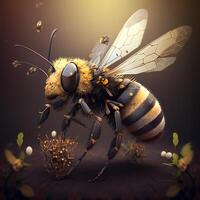 miel abeja ilustración ai generado foto