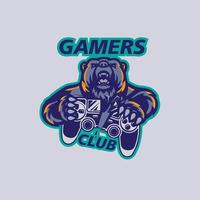 logo bear gamer vector illustration