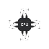 CPU for computer and smartphone icon in flat style. Processor chipset vector illustration on isolated background. Microchip sign business concept.