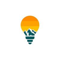 light bulb logo with a mountain in the center vector