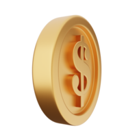 3d moneda dólar oro png