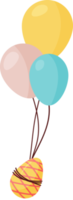 Flying Yellow Egg on Three Air Balloons. PNG