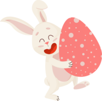 Bunny Character. Laughing Funny, Happy Easter Cartoon Rabbit with Egg png