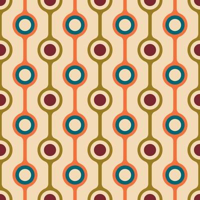 Aesthetic mid century printable seamless pattern with retro design. Decorative 50s, 60s, 70s style Vintage modern background in minimalist mid century style for fabric, wallpaper or wrapping