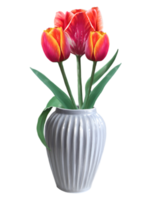 bunch of red tulips in a vase illustration png