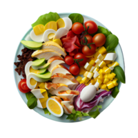 Delicious Cobb Salad, Cobb salad png image, tomatoes, bacon, hard-boiled eggs, blue cheese