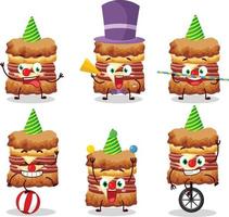 Cartoon character of chicken sandwich with various circus shows vector