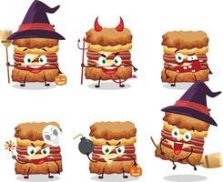 Halloween expression emoticons with cartoon character of chicken sandwich vector