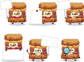Chicken sandwich cartoon character bring information board vector