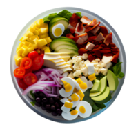 heerlijk cobb salade, cobb salade PNG afbeelding, tomaten, spek, hard gekookt eieren, blauw kaas