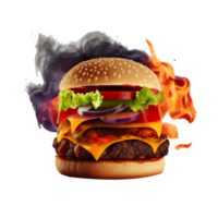 sabroso hamburguesa en transparente antecedentes png