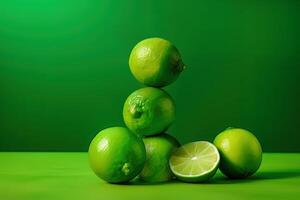 limes and green background, photo