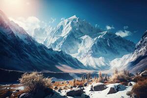 breathtaking beauty of snow mountain winter, photo