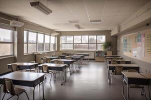 empty high school Classroom, AI Generated photo