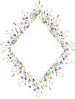 fiori selvatici telaio. acquerello clipart png