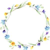 Wildflowers wreath. Watercolor clipart png