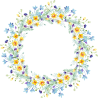 Wildflowers wreath. Watercolor clipart png