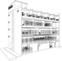 3D illustration of building project vector